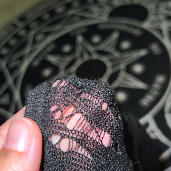 Goth knit/mesh layered asymmetrical top - Picture 3 of 5